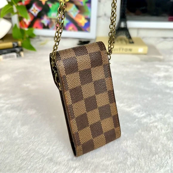 Louis Vuitton Damier Ebene Card Case Holder KEY FOB wristlet pouch CUTE! - Picture 2 of 9